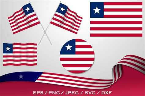 Set of Liberia Flag in Different Designs Graphic by terrabismail ...