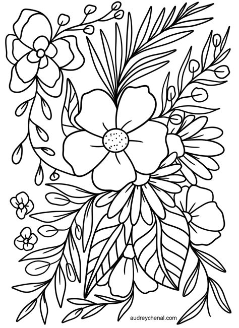 FREE Floral Coloring Page Instant Digital Download