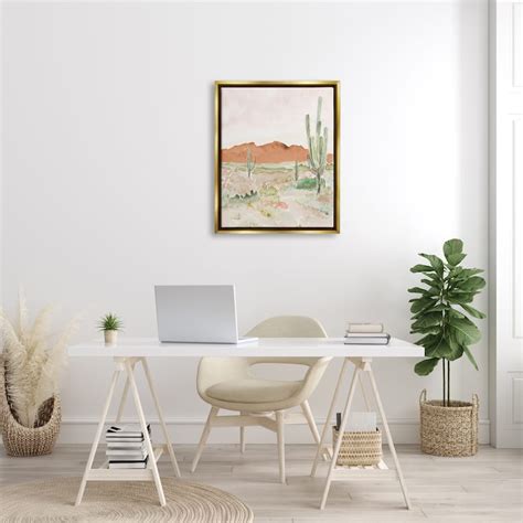 Stupell Cactus Plants Dry Desert Scene Distant Cliffs Floater Frame ...