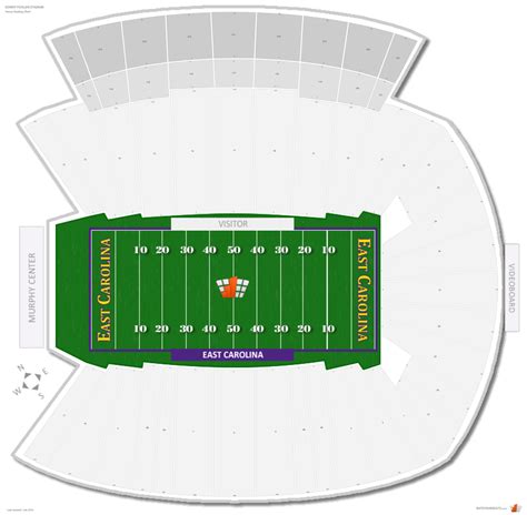 Dowdy-ficklen Stadium Seating Chart With Rows - Stadium Seating Chart