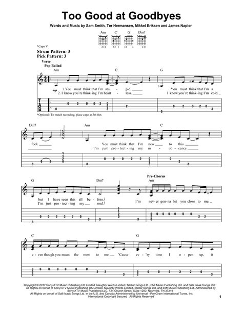 Too Good At Goodbyes by Sam Smith - Easy Guitar Tab - Guitar Instructor