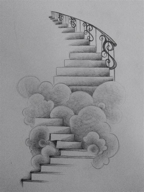 black and white stairway to heaven drawing - laorejadevangoghmix