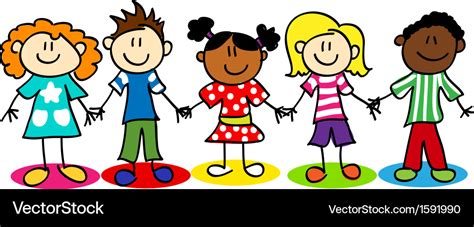 Stick-figure-ethnic-diversity-kids-t Royalty Free Vector