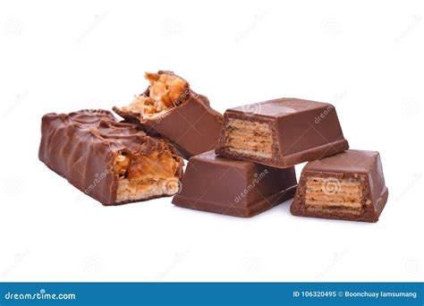 Caramel and Wafer Chocolate Isolated on White Stock Image - Image of ...