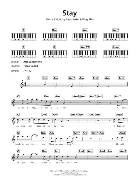 Stay by Rihanna Sheet Music for Piano Chords/Lyrics at Sheet Music Direct