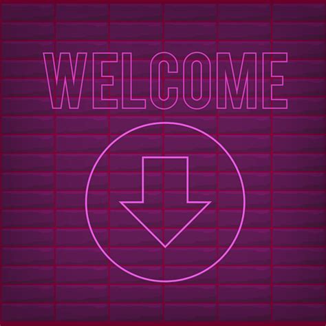 Welcome sign with neon effect pink shiny glow welcome sign purple ...