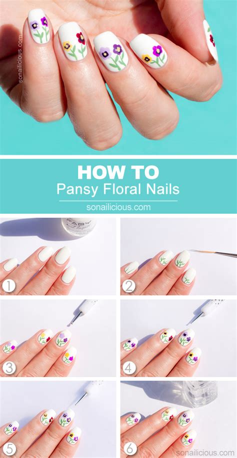 Siberian Pansy Flower Nail Art Tutorial