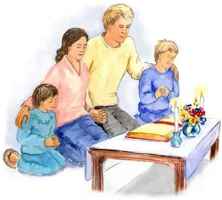 cartoon picture of a family praying together - Clip Art Library