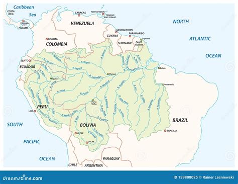 Vector Map of the Amazon River Drainage Basin Stock Vector ...