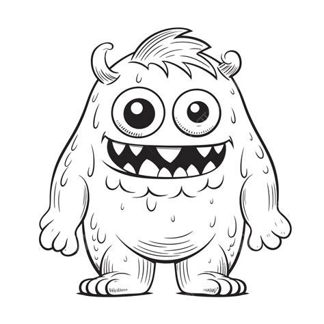 An Cartoon Monster Coloring Page Outline Sketch Drawing Vector, Drawing ...