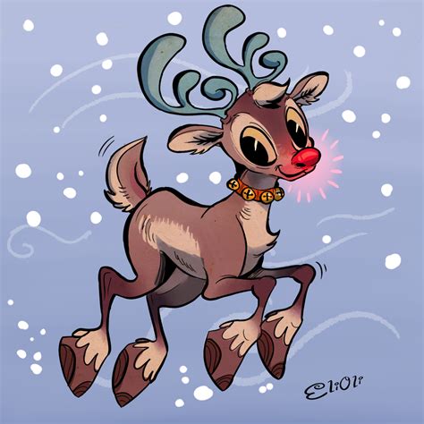 Rudolph leading the way. | Cartoon reindeer, Reindeer drawing, Raindeer ...