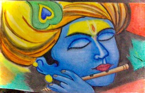 Lord Krishna oil pastel art for beginners | Oil pastel art, Pastel art ...