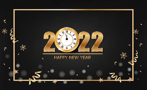 Happy new year 2022 banner with gold clock on black background 2926422 ...