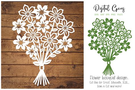 Flower bouquet paper cut design. SVG / DXF / EPS / PNG file (269391 ...