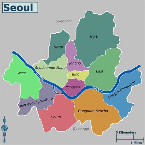 Karte der Nachbarschaft von Seoul: Umgebung und Vororte von Seoul