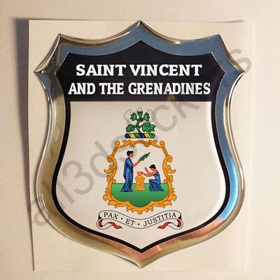 Sticker Saint Vincent and the Grenadines Emblem Coat of Arms Shield 3D ...