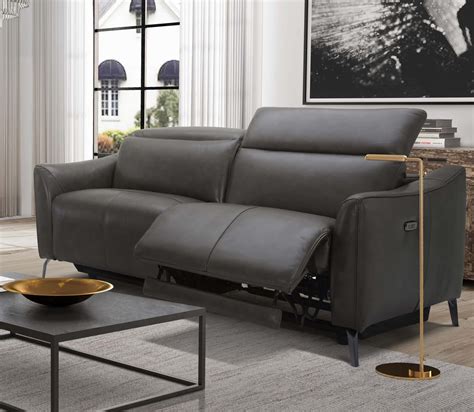 Divani Casa Prairie Modern Dark Grey Leather Dual Electric Sofa ...