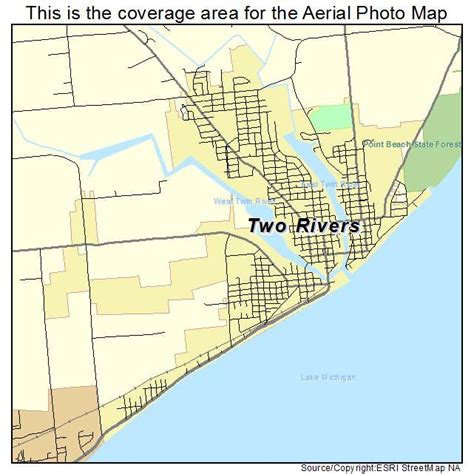 Aerial Photography Map of Two Rivers, WI Wisconsin