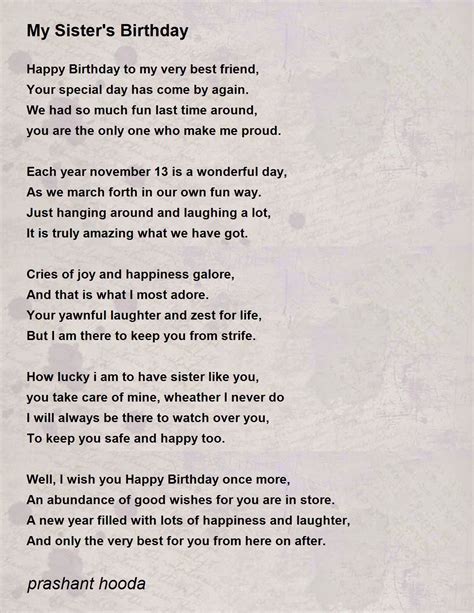 Short Birthday Poem For Sister - Gail Paulie