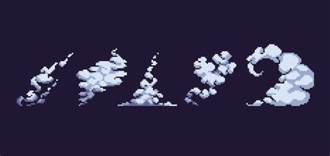 Premium Vector | Smoke and fog pixel art set. Cloud swirls, waves and ...