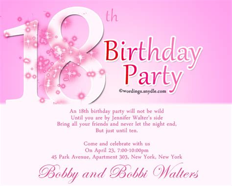 18th Birthday Party Invitation Wording – Wordings and Messages