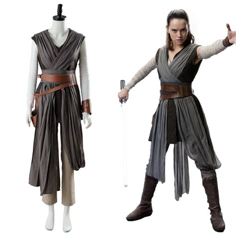 Cosplay Star Wars 8 The Last Jedi Rey Cosplay Costume Outfit Ver.2 Full ...