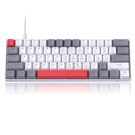 Buy 60% Mechanical Gaming Keyboard, Grey&White Gaming Keyboard with Hot ...