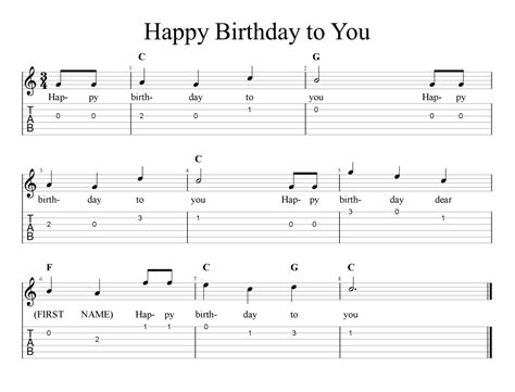 Happy Birthday - Tab & Sheet Music - FreewheelinGuitar.com