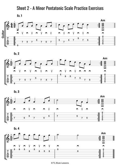 Sheet 2 – A Minor Pentatonic Scale Practice Exercises Grade 1-2 - Learn ...