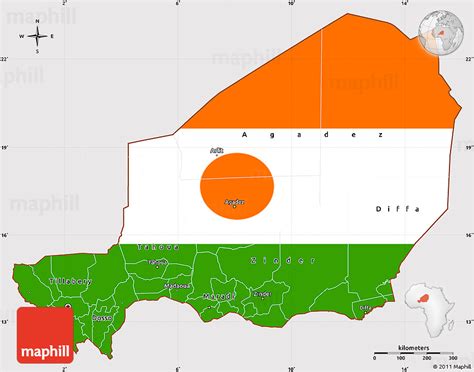 Flag Simple Map of Niger