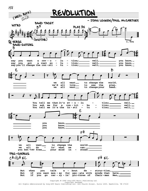 Revolution [Jazz version] by The Beatles Sheet Music for Real Book ...