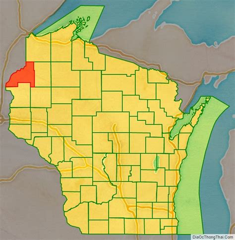 Map of Burnett County, Wisconsin - Thong Thai Real