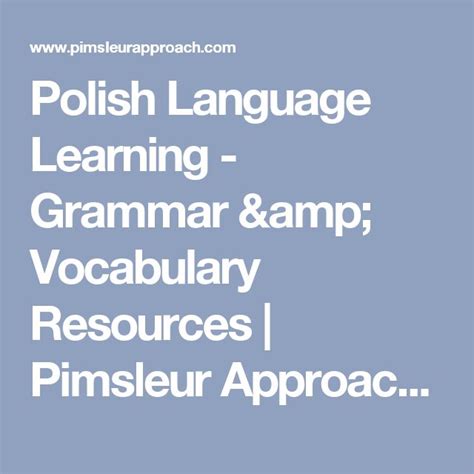 Polish Language Learning - Grammar & Vocabulary Resources | Pimsleur ...