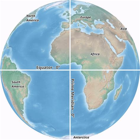 World Map With Equator And Prime Meridian