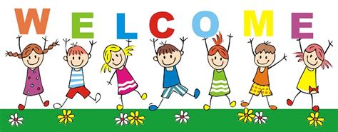 Happy Kids With Inscription Welcome Vector Illustration Stock ...