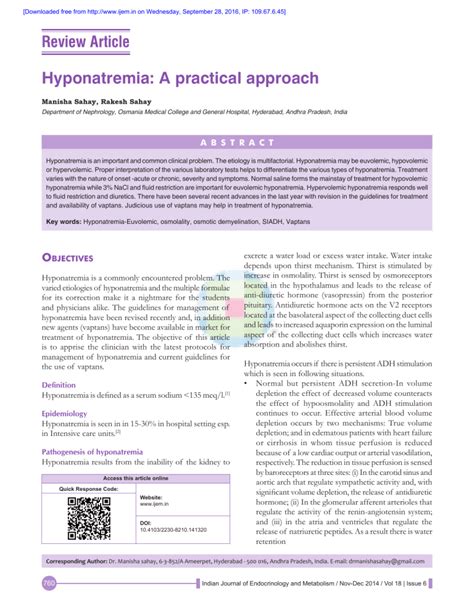 Hyponatremia A practical approach