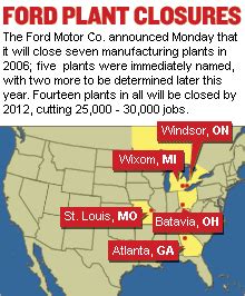 Ford to close 14 North American manufacturing plants - Jan. 23, 2006