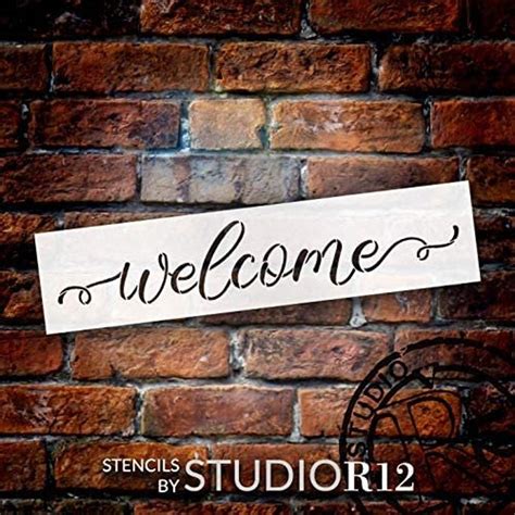 Welcome Stencil by Studior12 Farmhouse Cursive Script DIY Family Home Decor Craft & Paint Wood ...