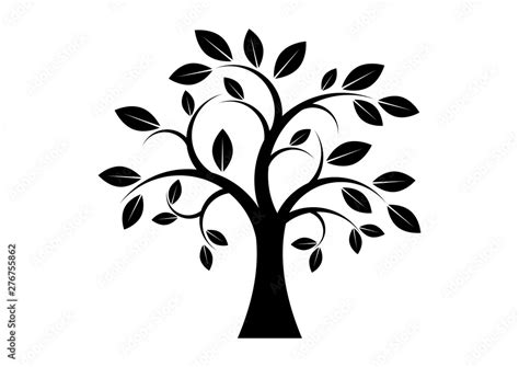 Decor Tree black silhouette clip art. Tree isolated on white background ...