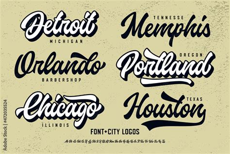 Original Retro Script Font and City Logos. Vector Stock Vector | Adobe ...