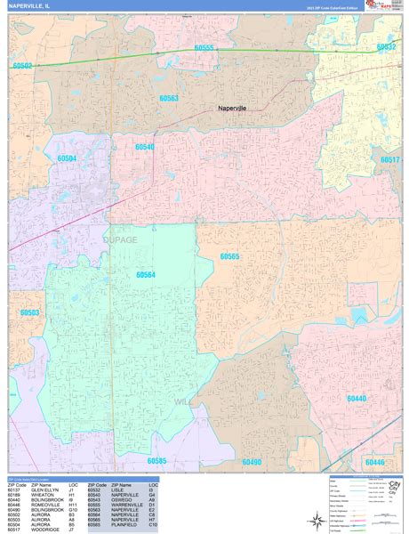 Naperville Illinois Wall Map (Color Cast Style) by MarketMAPS - MapSales