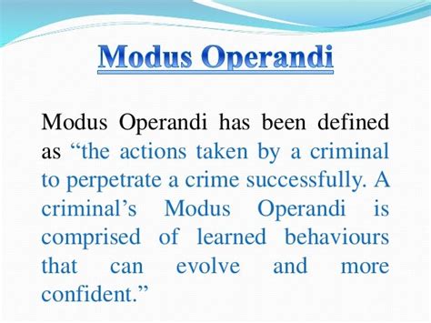 Modus operandi