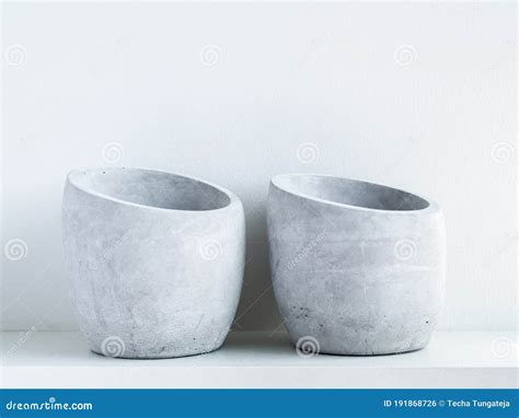 Concrete Pot. Geometric Cement Planter Stock Photo - Image of loft ...