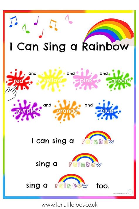 I Can Sing a Rainbow Printable Lyrics (Free Download) | Rainbow lessons ...