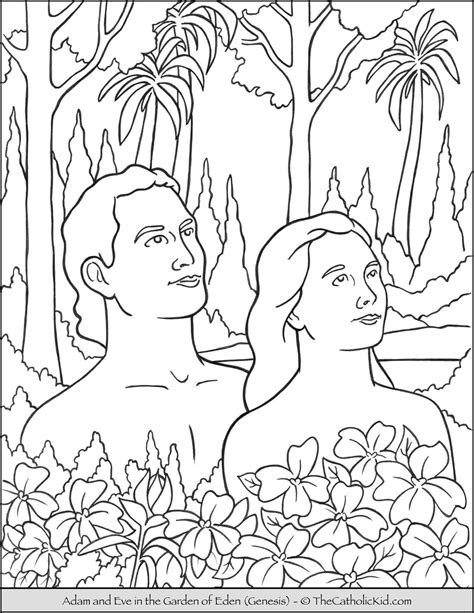 Bible Coloring Page - Adam and Eve in the Garden of Eden ...