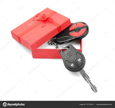 Gift box with car key — Stock Photo © belchonock #147155165