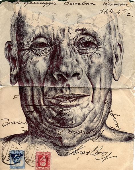 yet more biro pen drawings on vintage envelopes. on Behance