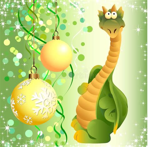 The Dragon and the Christmas Decorations Stock Vector - Illustration of ...