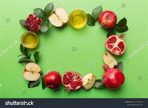 Rosh Hashanah Concept Frame Made Symbols Stock Photo 2177370345 ...