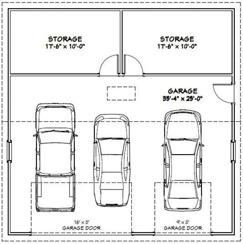 36x36 3-Car Garage -- #36X36G2B -- 1,295 sq ft - Excellent Floor Plans ...